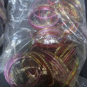 Pink and Gold Bangle Set